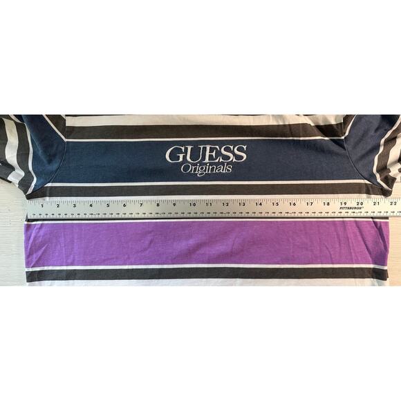 Guess Originals Mens Block Stripe Long Sleeve Retro Inspired Shirt Size M - Picture 5 of 6